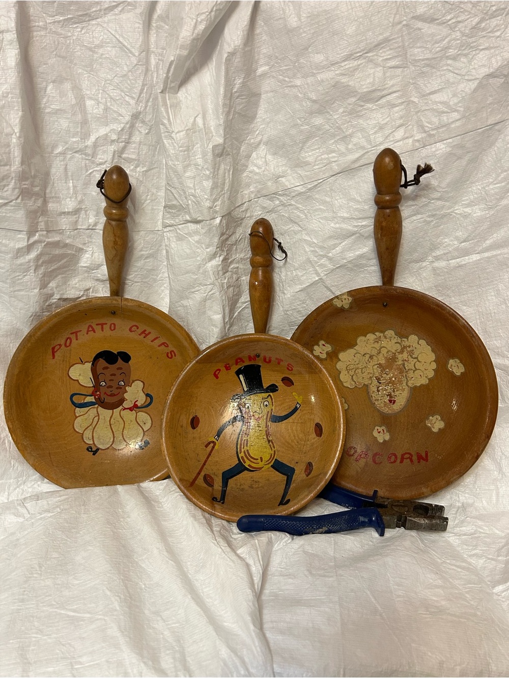 Vintage Napco Craft Hand-Painted Snack-Themed Wooden Wall Serving Dishes